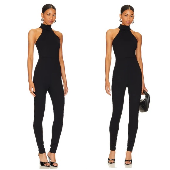 New! Revolve x Susana Monaco Mock Neck Jumpsuit in Black 🖤 Medium NWT! - Picture 1 of 10